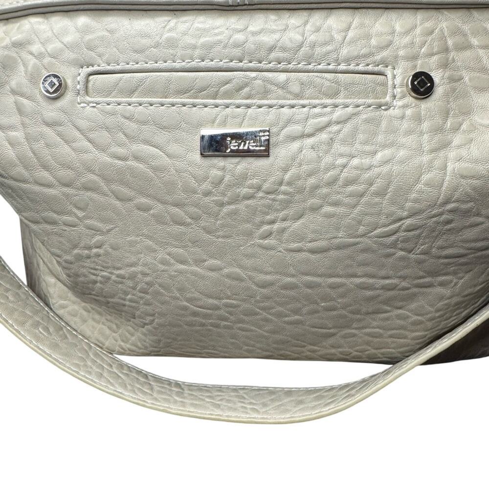 Thirty-One Platinum Grey Pebble Shoulder Bag Vegan Leather Casual Tote - Picture 7 of 13
